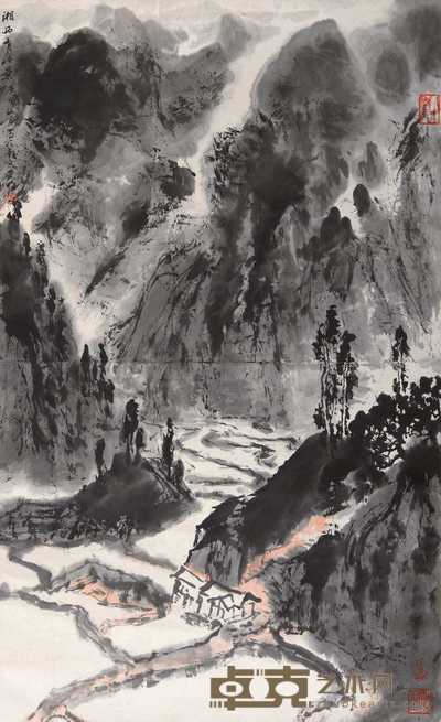 亚明 1980年作 湘西山水 立轴 82×50cm